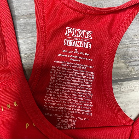 NWOT PINK Ultimate Sports Bra Red Medium - Picture 2 of 4